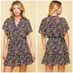Pinch Women’s Floral Flutter Sleeve Mini Dress Size Medium